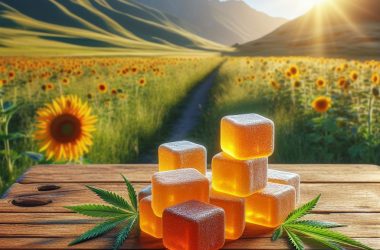 CBD gummies spring time open field