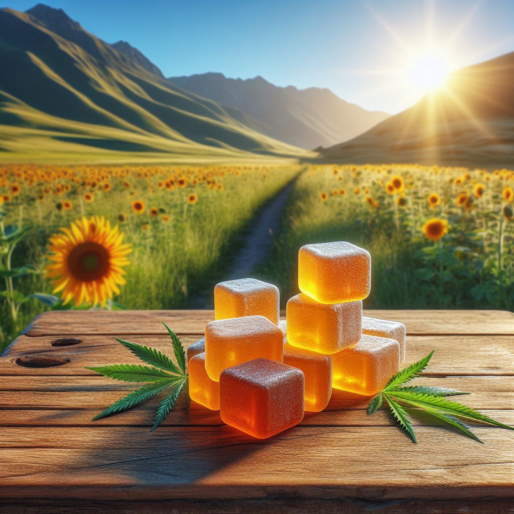 CBD gummies spring time open field