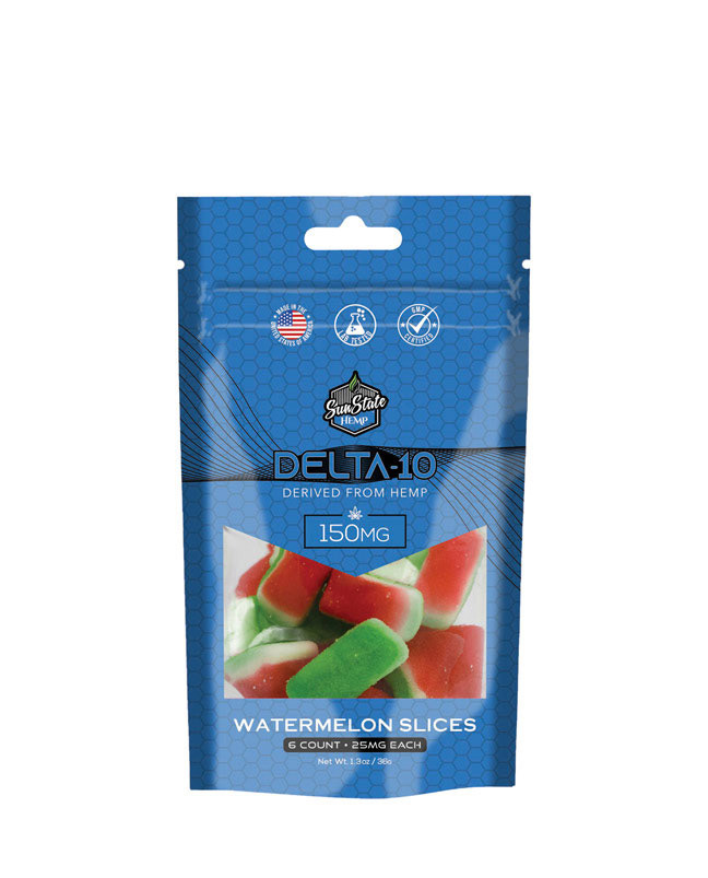 Delta 10 Gummy Watermelon Slices Grab N' Go Bag 6ct 150mg | Sun State Hemp