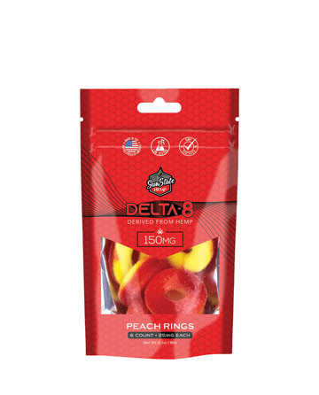 Delta 8 Gummy Peach Rings Grab N&#039; Go Bag 6ct 150mg | Sun State Hemp
