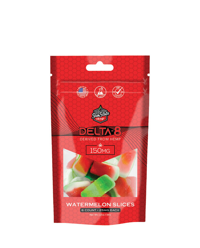 Delta 8 Gummy Watermelon Slices  Grab N' Go Bag 6ct 150mg