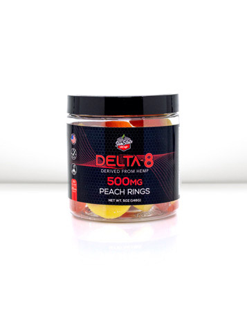 Delta 8 Classic Gummy Peach Rings 20pcs 500mg | Sun State Hemp