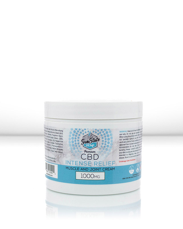 CBD Intense Relief Muscle and Joint Cream 4oz 1000mg | Sun State Hemp