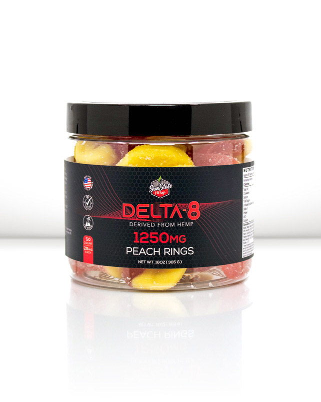 Delta 8 Classic Gummy Peach Rings 50pcs 1250mg