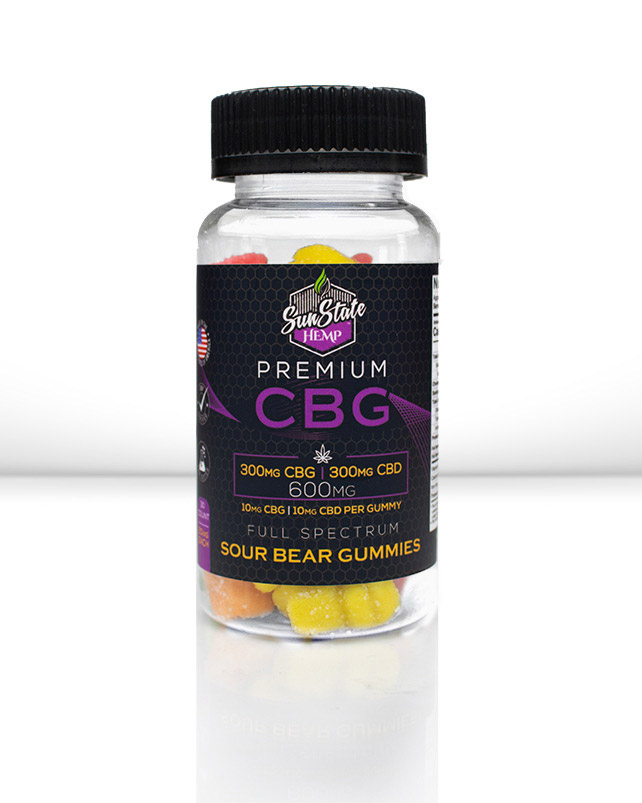 CBG/CBD Full Spectrum Gummy Sour Bears  30pcs 600mg | Sun State Hemp