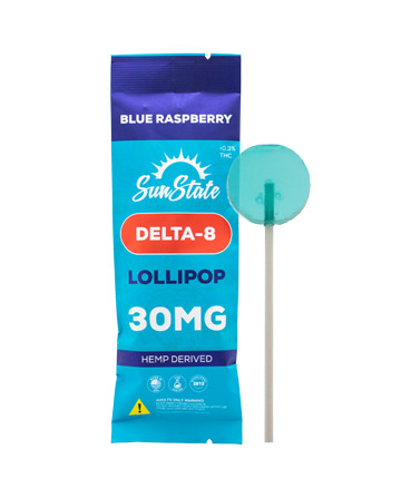 Delta 8 Lollipop Blue Raspberry Flavor 30mg - Single | Sun State Hemp