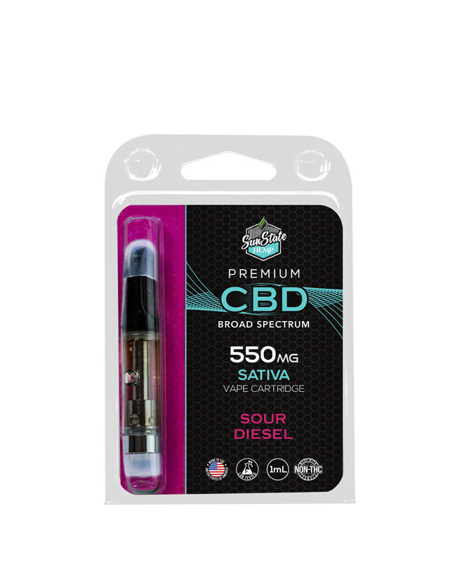 CBD Broad Spectrum Cartridge - Sativa - Sour Diesel 1ml 550mg | Sun State Hemp