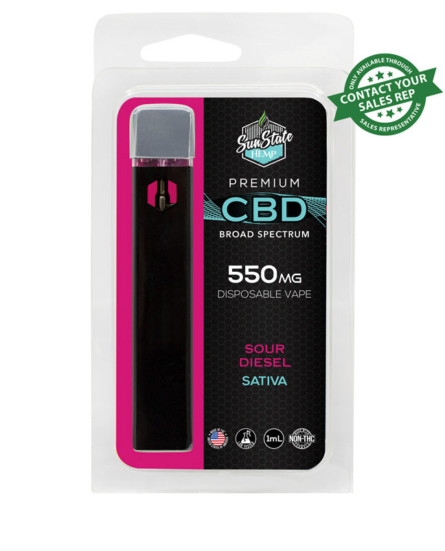 CBD Broad Spectrum Disposable Vape - Sativa - Sour Diesel 1ml 550mg