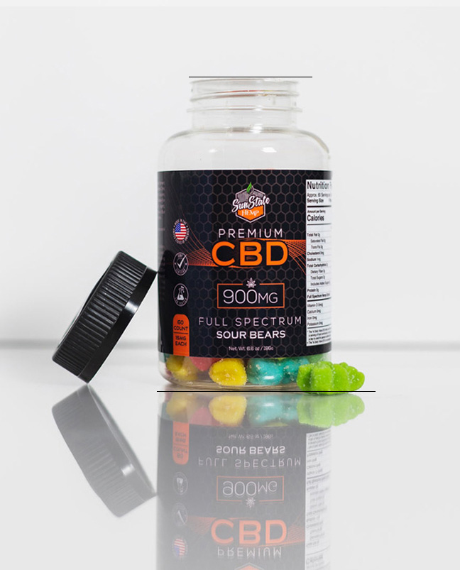 CBD Full Spectrum Gummy Sour Bears 60pcs 900mg | Sun State Hemp
