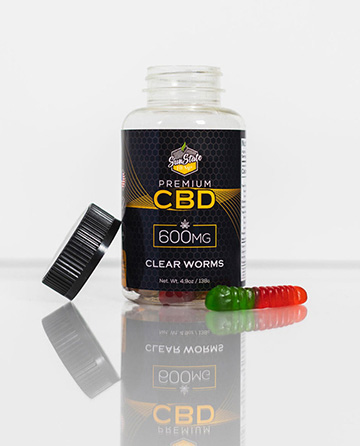 CBD Gummy Clear Worms 30pcs 600mg | Sun State Hemp