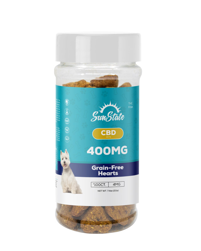 CBD Pet Treats Grain-Free Hearts 16oz 400mg | Sun State Hemp