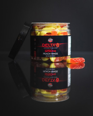 Delta 8 Classic Gummy Peach Rings 50pcs 1250mg | Sun State Hemp