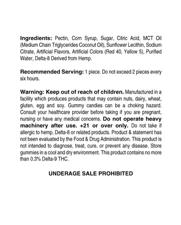 Delta 8 Infused 50mg Gummy Mango Sativa Grab N&#039; Go Bag 10ct 500mg | Sun State Hemp