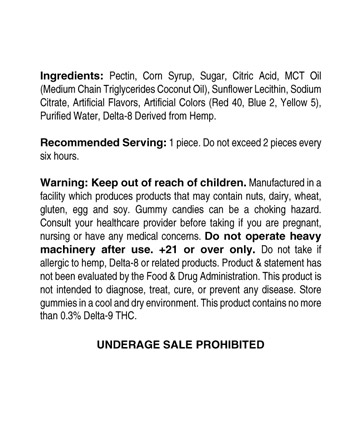 Delta 8 Infused Gummies Grab N&#039; Go Bag 50mg  5 Pack | Sun State Hemp