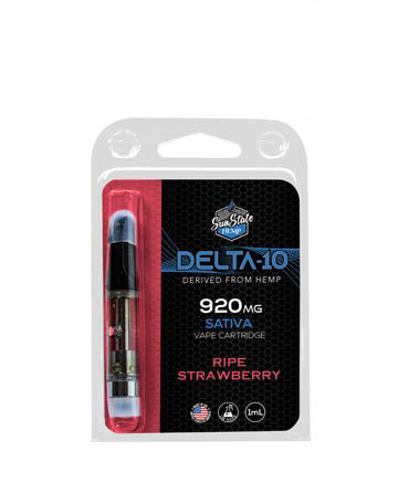 Delta 10 Cartridge - Sativa - Ripe Strawberry 1ml 920mg | Sun State Hemp