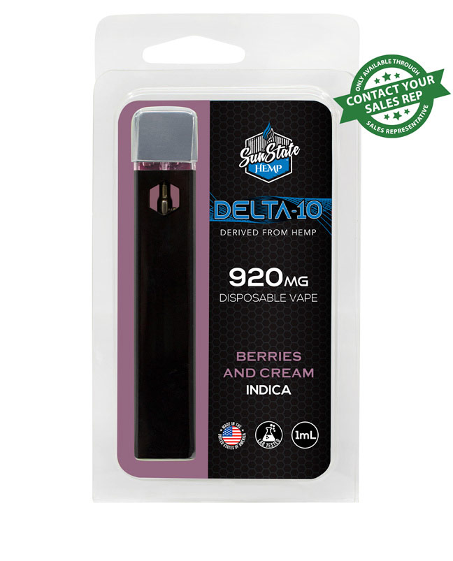 Delta 10 Disposable Vape - Indica - Berries and Cream - 1ml 920mg