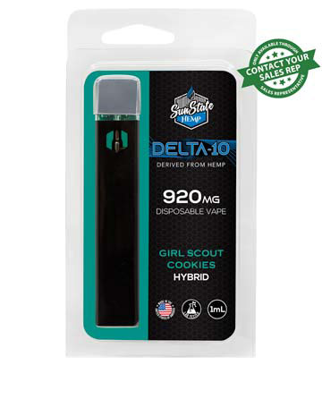 Delta 10 Disposable Vape - Hybrid - Girl Scout Cookies 1ml 920mg | Sun State Hemp