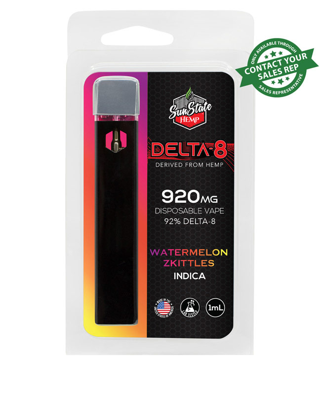 Delta 8 Disposable Vape - Indica - Watermelon Zkittles 1ml 920mg