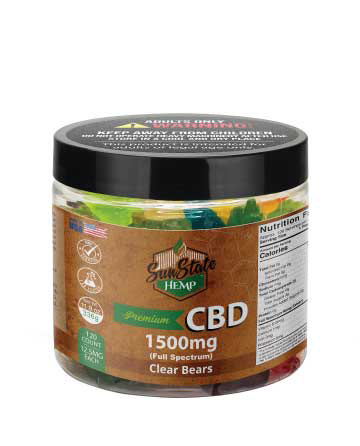 CBD Full Spectrum Gummy Clear Bears 16oz 1500mg | Sun State Hemp