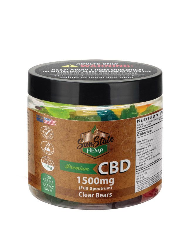 CBD Full Spectrum Gummy Clear Bears 16oz 1500mg