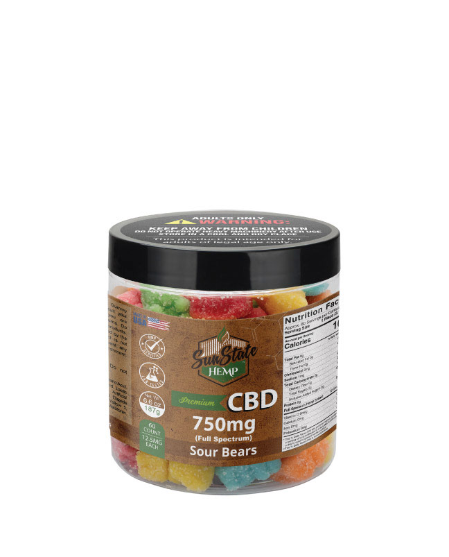 CBD Full Spectrum Gummy Sour Bears 8oz 750mg