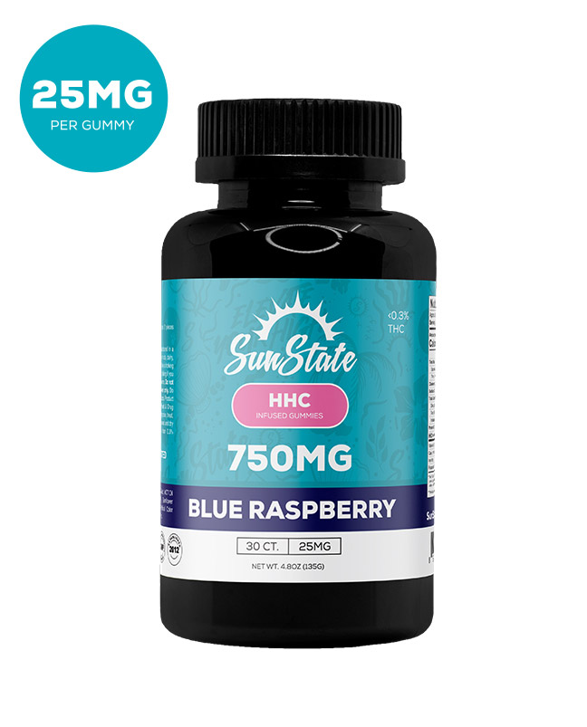 HHC Infused 25mg Gummy Blue Raspberry 30ct 750mg