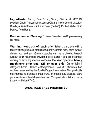 HHC 25mg Gummy Strawberry Grab N&#039; Go Bag 10ct 250mg | Sun State Hemp