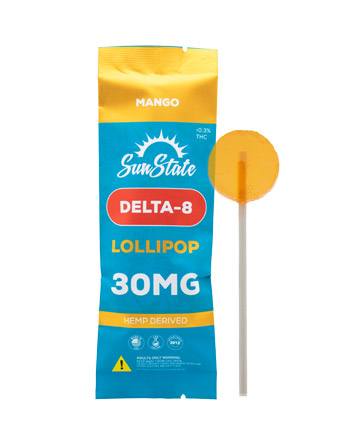 Delta 8 Lollipop Mango Flavor 30mg - Single | Sun State Hemp