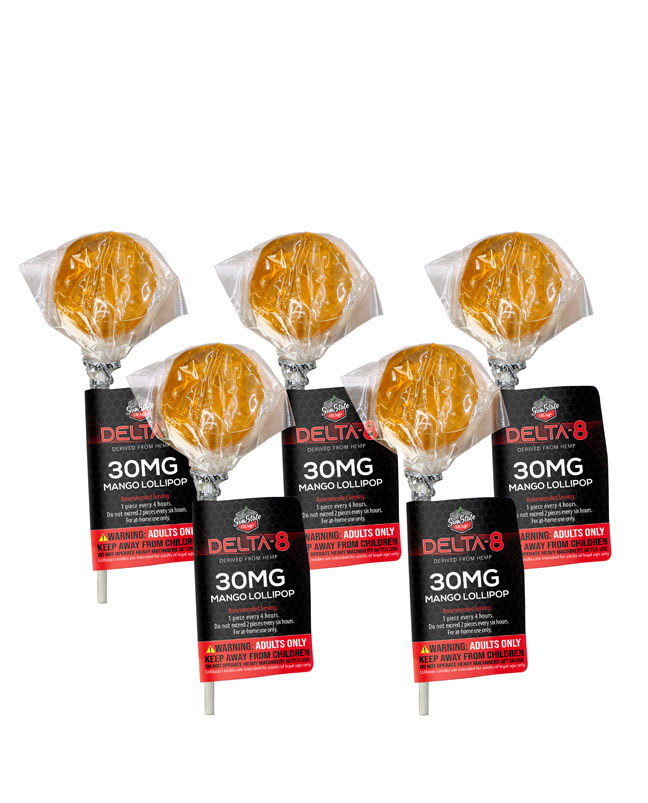 Delta 8 Lollipops 30mg Mango 5-Pack | Sun State Hemp