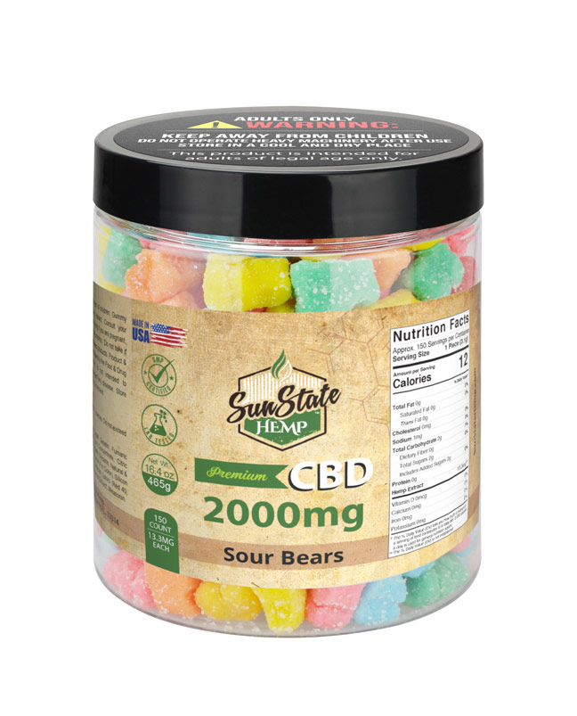CBD Gummy Sour Bears 19oz 2000mg