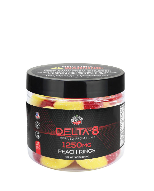 Delta 8 Classic Gummy Peach Rings 50pcs 1250mg