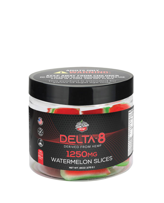 Delta 8 Classic Gummy Watermelon Slices 50pcs 1250mg | Sun State Hemp