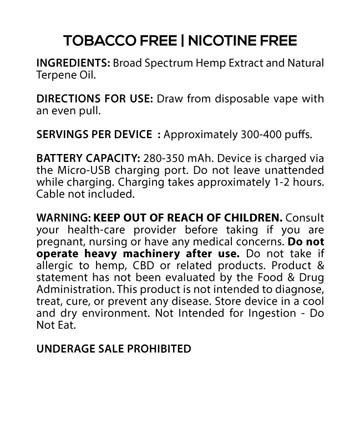 Indica disposable CBD vaporizer