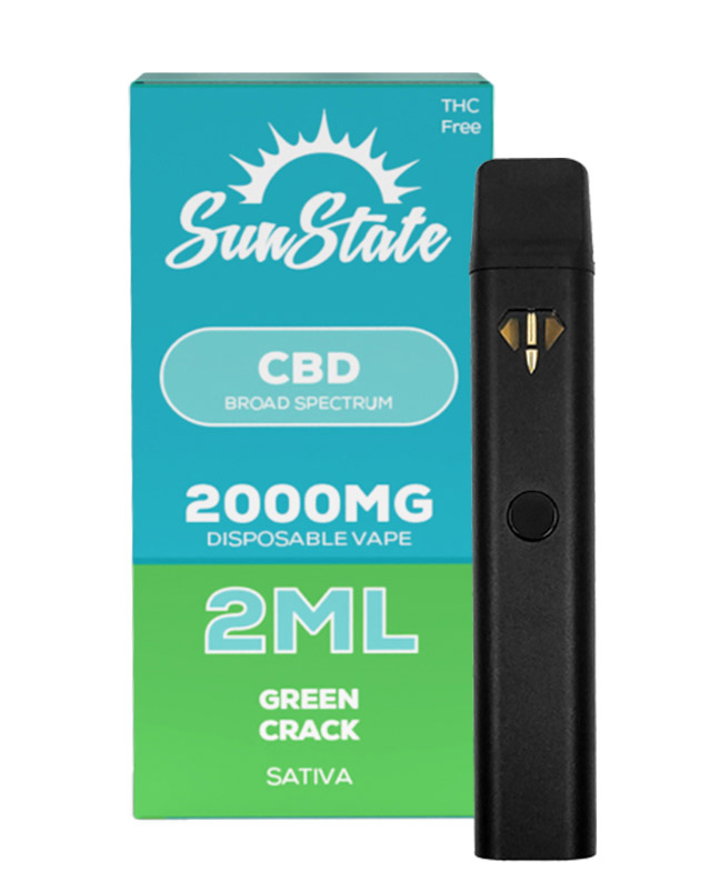 CBD Broad Spectrum Disposable Vape - Sativa - Green Crack 2ml 2000mg