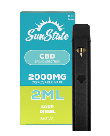 CBD Broad Spectrum Disposable Vape - Sativa - Sour Diesel 2ml 2000mg | Sun State Hemp