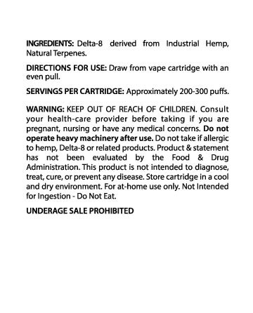 Delta 8 Cartridge - Indica - Watermelon Zkittles 2ml  2000mg | Sun State Hemp