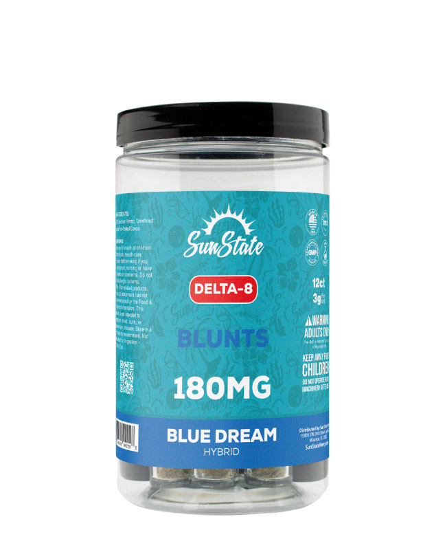 Delta 8 Premium Blunt Hybrid Blue Dream 180mg -12ct Jars