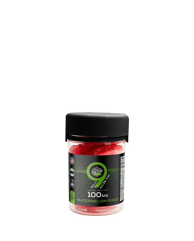 Delta 9 Gummy Watermelon Rings 10ct 100mg (Less than 0.3% THC)