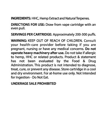 HHC Cartridge - Sativa - Green Crack 2ml 2000mg | Sun State Hemp