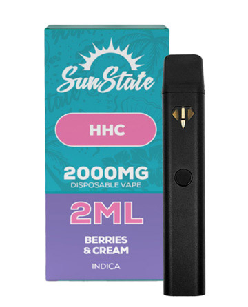HHC Disposable Vape - Indica - Berries and Cream - 2mL - 2000mg | Sun State Hemp
