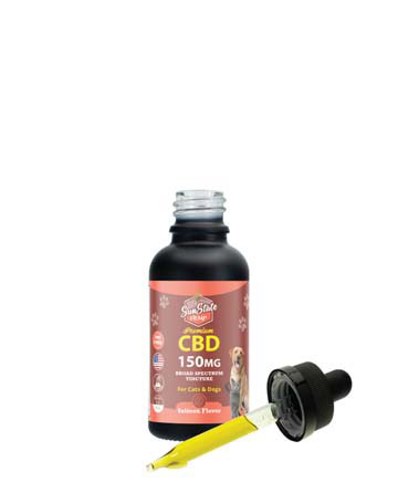 CBD Broad Spectrum MCT Oil T-Free Pet Tincture for Cats and Dogs Salmon 30ml 150mg | Sun State Hemp
