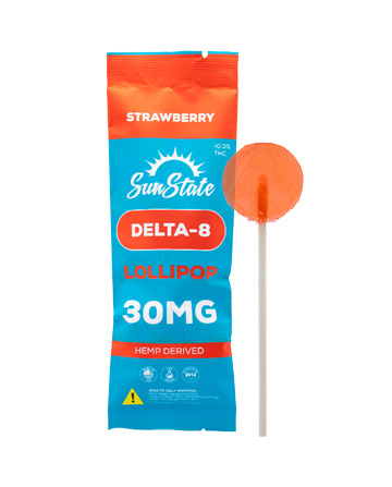 Delta 8 Lollipop Strawberry Flavor 30mg - Single | Sun State Hemp