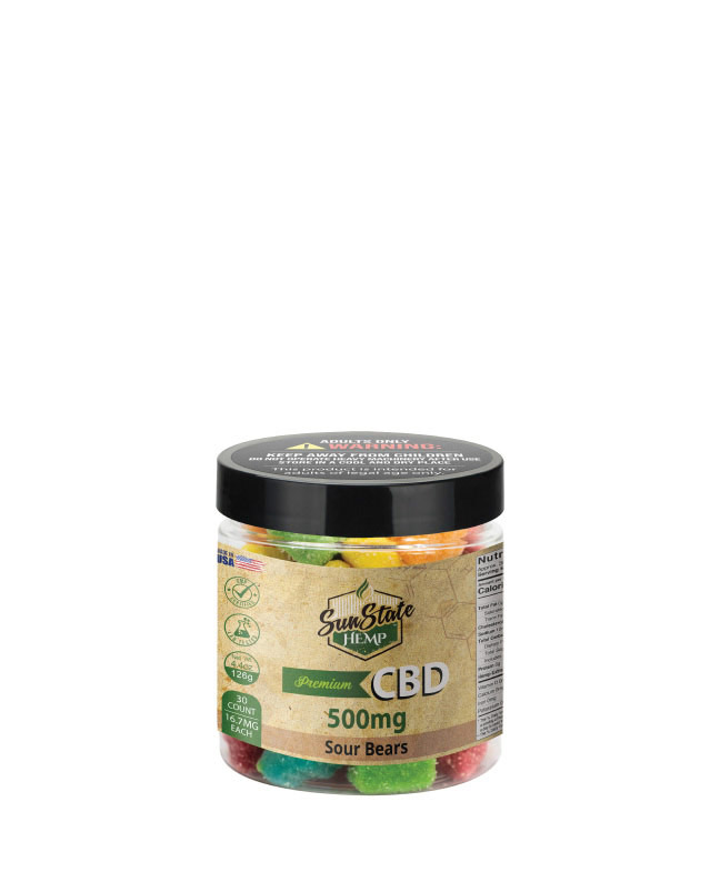 CBD Gummy Sour Bears 4oz 500mg | Sun State Hemp