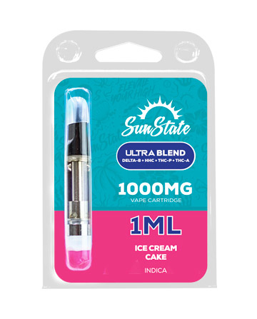 Ultra Blend: Delta 8/HHC/THCP/THCA Vape Cartridge - Indica - Ice Cream Cake 1ml 920mg | Sun State Hemp