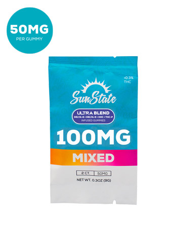 Ultra Blend Infused 50mg Gummy Mixed Grab N&#039; Go 2pk 100mg Bag | Sun State Hemp