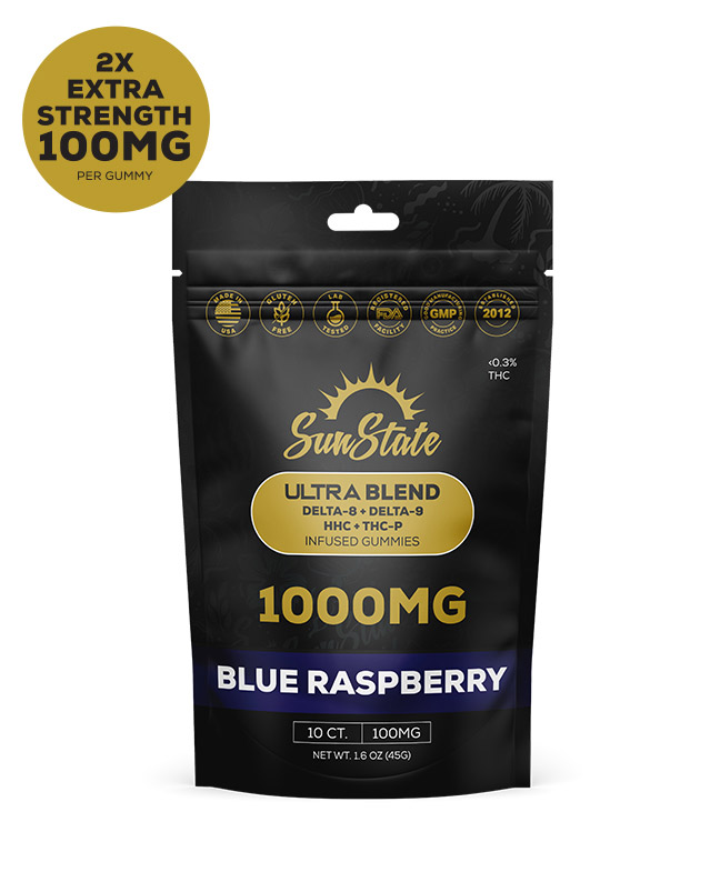 Ultra Infused 100mg Gummy Blue Raspberry Grab N' Go Bag 10ct 1000mg