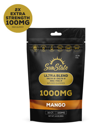 Ultra Infused 100mg Gummy Mango Grab N&#039; Go Bag 10ct 1000mg | Sun State Hemp