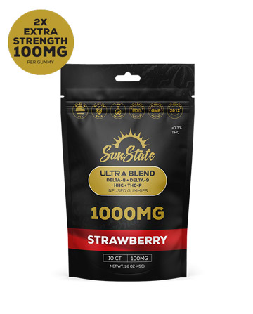 Ultra Infused 100mg Gummy Strawberry Grab N&#039; Go Bag 10ct 1000mg | Sun State Hemp
