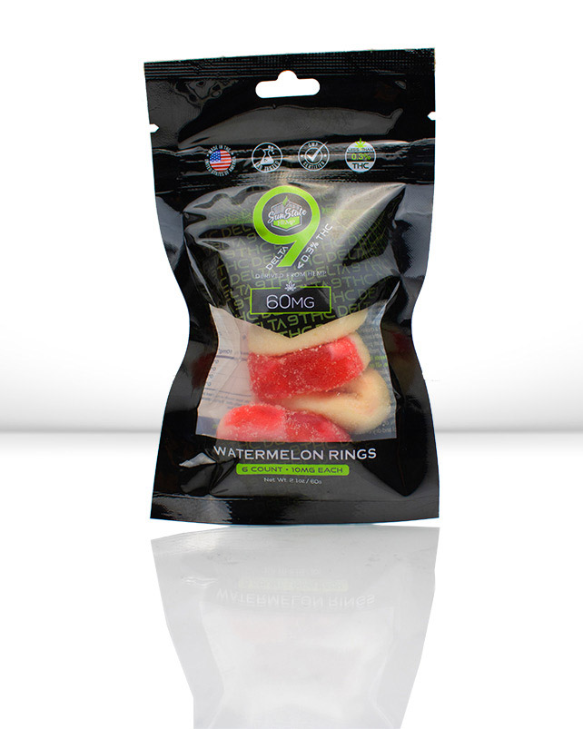 Delta 9 Gummy Watermelon Rings Grab N' Go Bag 6ct 60mg | Sun State Hemp