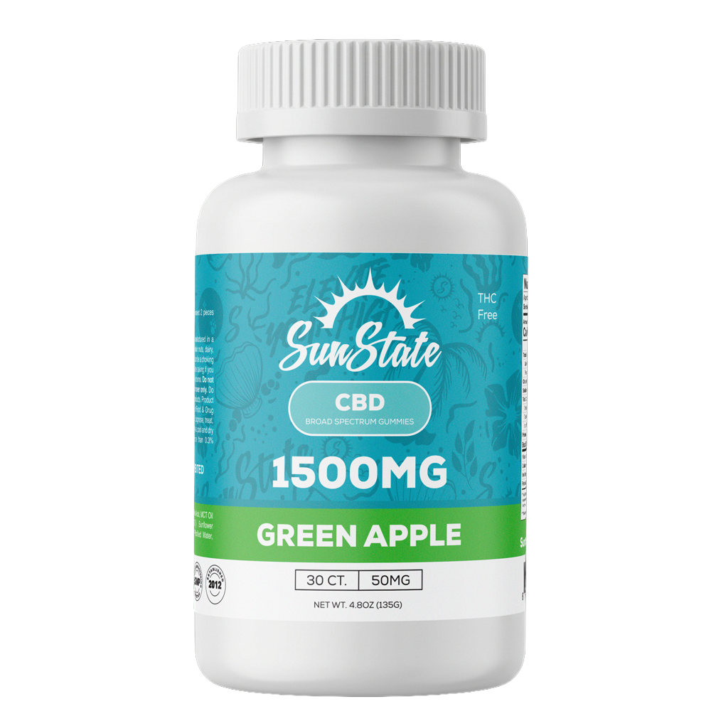 CBD Broad Spectrum Infused 50mg Gummy 30ct 1500mg - Green Apple